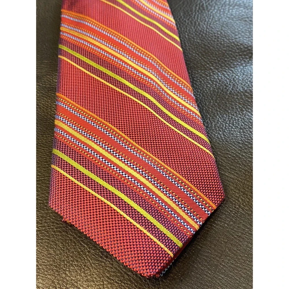 De Dinno Red Stripe Tie Classic Lawyer Interview Christmas Valentine Silk/Cotton